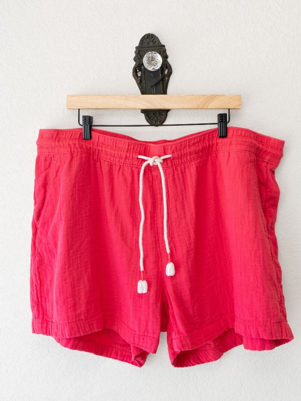 Old Navy Womens XXL Gauzy Cotton Drawstring Shorts Coral Pink Elastic Waist